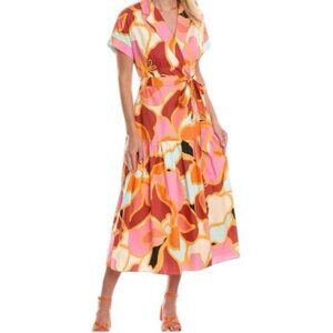 NWT Hutch Rosen Geometric Wrap Midi Dress Medium